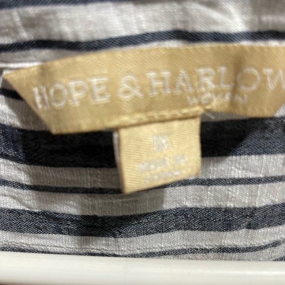 Hope & Harlow White and Black Relaxed 3/4 Sleeve Button Down Shirt - Picture 5 of 6